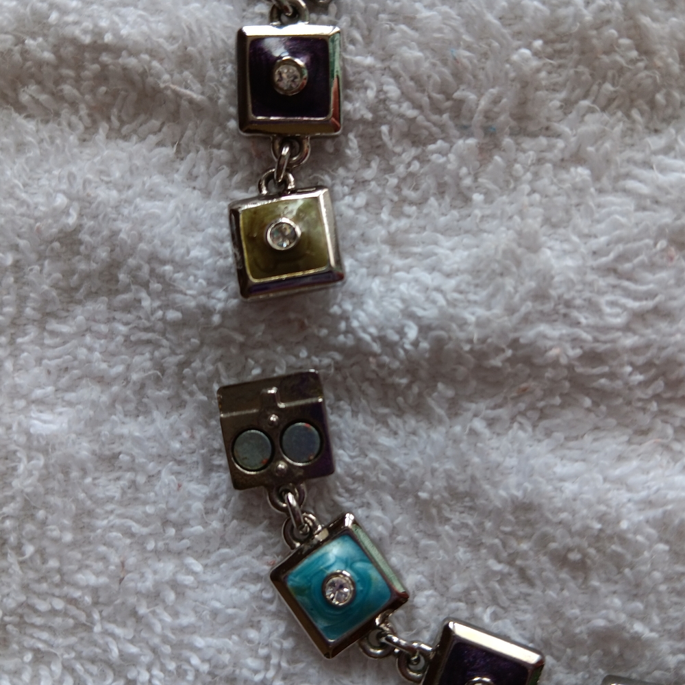 Multicolor Square Gemstone Necklace - image 3